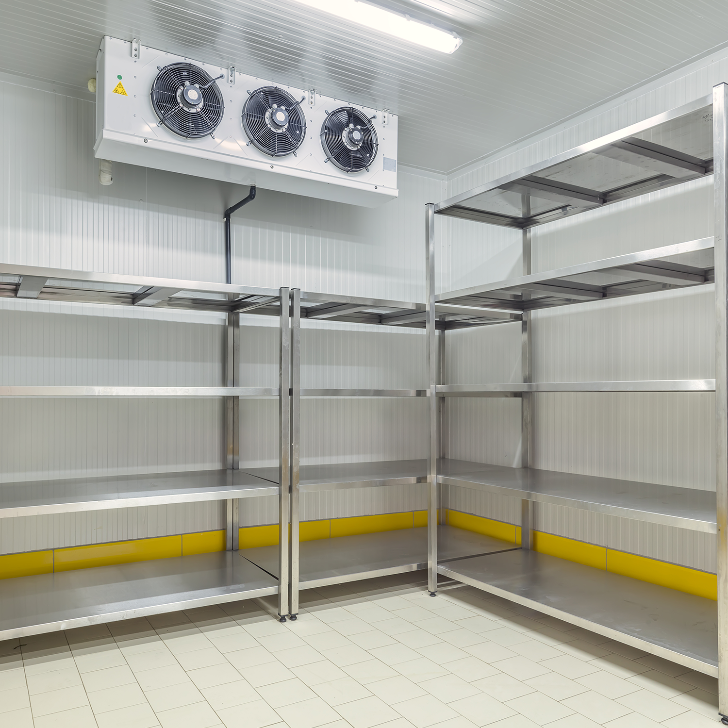 Interior Cold room showing refrigeration and racking