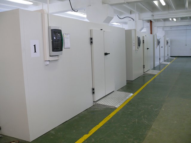 Freezer cold rooms in operation with control units